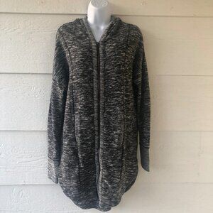 Wishlist Size Medium Longline Sweater Grey White Full Zip Hooded Sweater